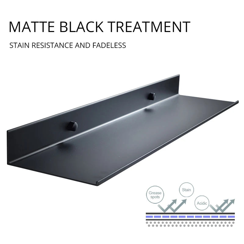 Matt Black Wall Shelf 30-50cm Modern Bathroom Accessories Kitchen Shower Bath Storage Rack Wholesale Promotion