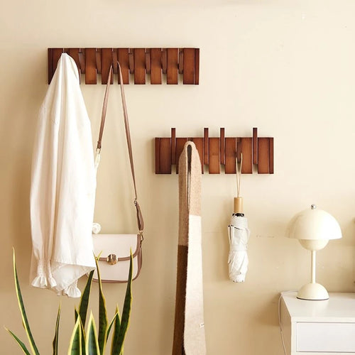 Bamboo Coat Racks Magnetic Attraction Waterproof Coat Rack Corridor Entrance Wall Mounted Clothes Stand Storage Organize Hanger