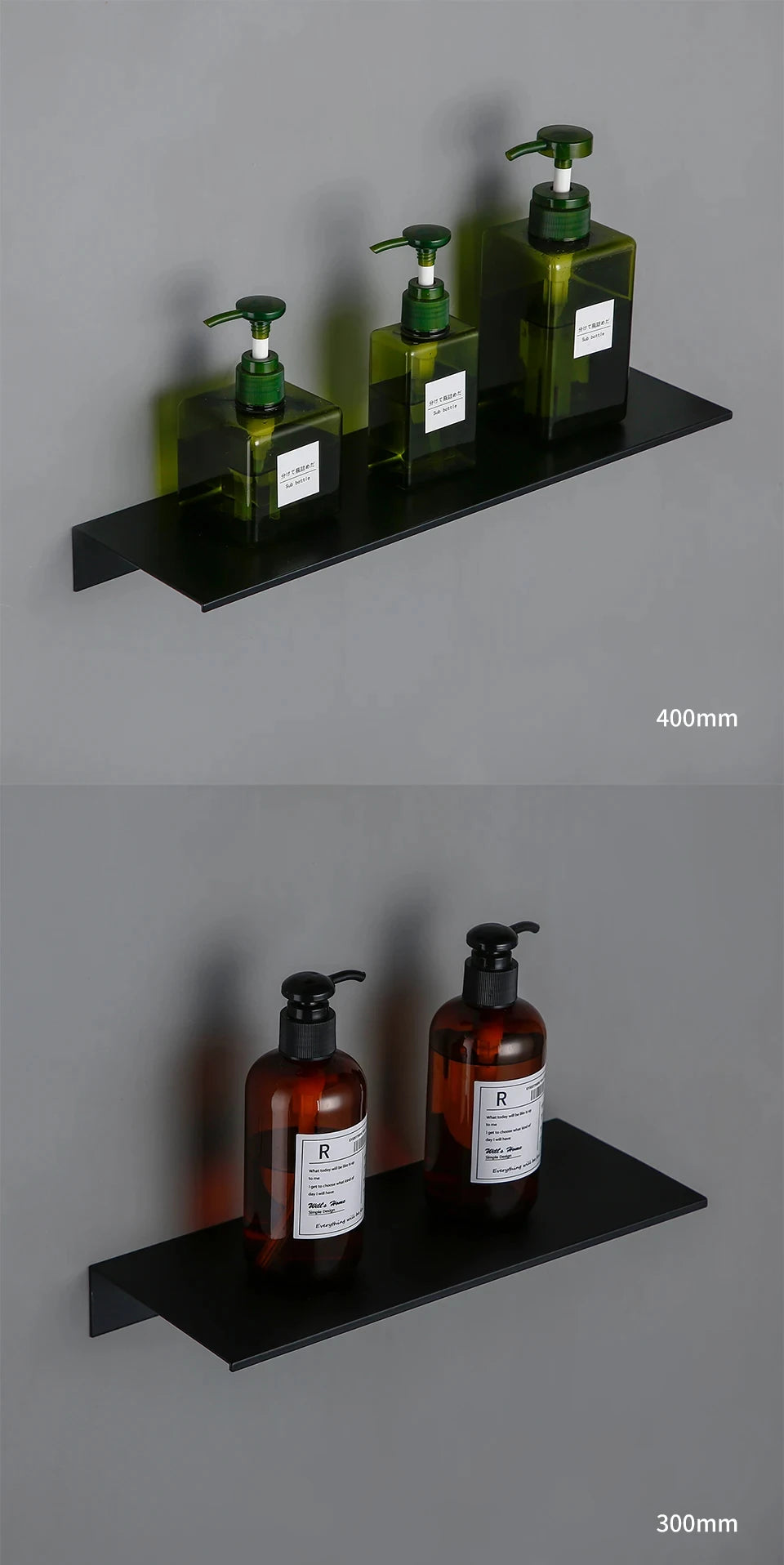 Matt Black Wall Shelf 30-50cm Modern Bathroom Accessories Kitchen Shower Bath Storage Rack Wholesale Promotion