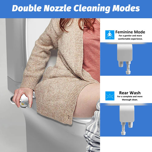 Bidet Toilet Seat New Lightweight Ultra-thin Non-Electric Double Nozzle Adjustable Water Pressure