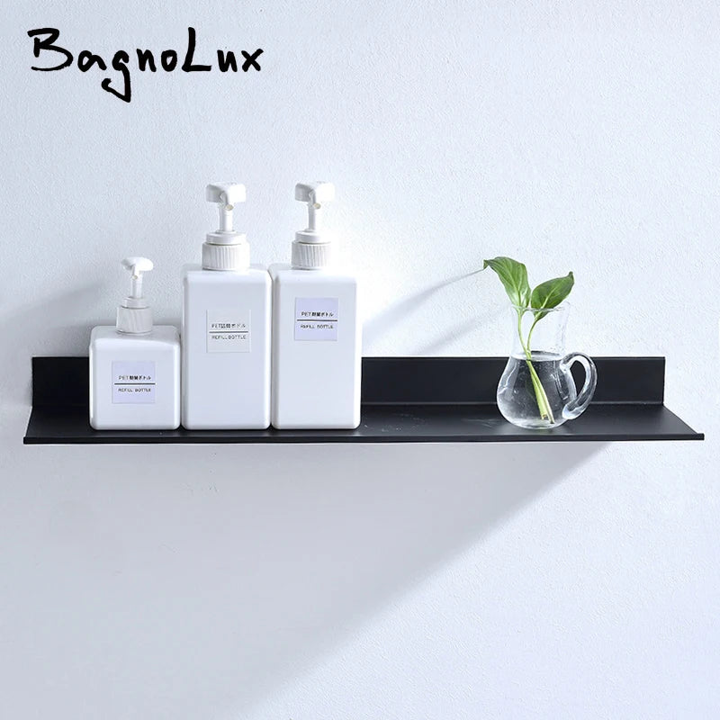 Matt Black Wall Shelf 30-50cm Modern Bathroom Accessories Kitchen Shower Bath Storage Rack Wholesale Promotion