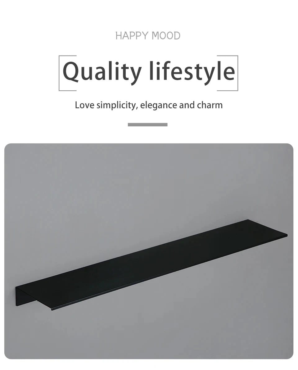 Matt Black Wall Shelf 30-50cm Modern Bathroom Accessories Kitchen Shower Bath Storage Rack Wholesale Promotion
