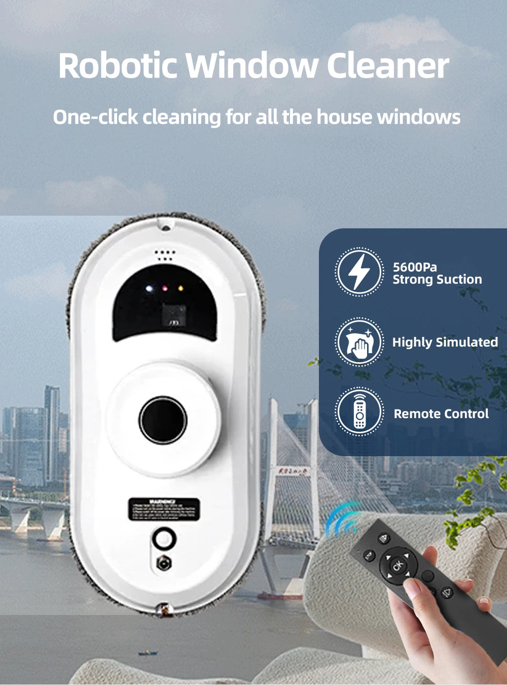 Window Vacuum Cleaning Robot Smart Window Glass Washer Electric Glass Limpiacristale Remote Control Automatic Window Cleaner