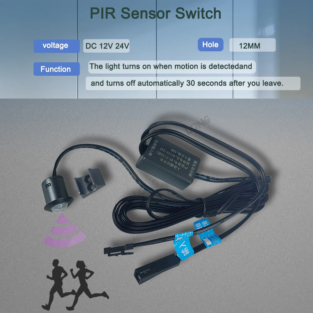 Hand Sweep Switch 5A 12V-24V, Smart IR Motion Sensor Light for Wardrobe Cabinet, Touch ON/OFF & Dimming, for Closet LED Lamp